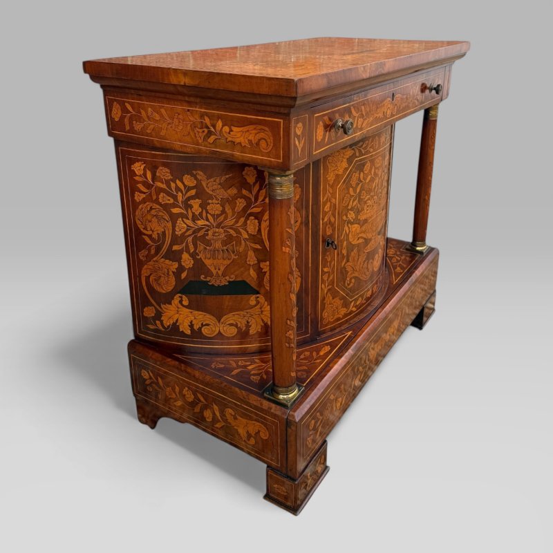Antique 18th Century Dutch Marquetry Mahogany Console Wall Table Cabinet - Image 4